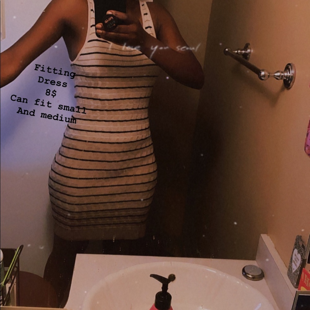 Beige striped dress